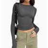 Hot Girl Slim Fit Short Base Long Sleeved T-shirt for Women, Ins Sexy and Revealing Figure, Long Sleeved Base Top for Women