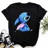 Disney Lilo Stitch Cute Cartoon Print Women T-Shirt Summer Streetwear Short Sleeve T Shirt Fashion Casual Female Clothes Tops