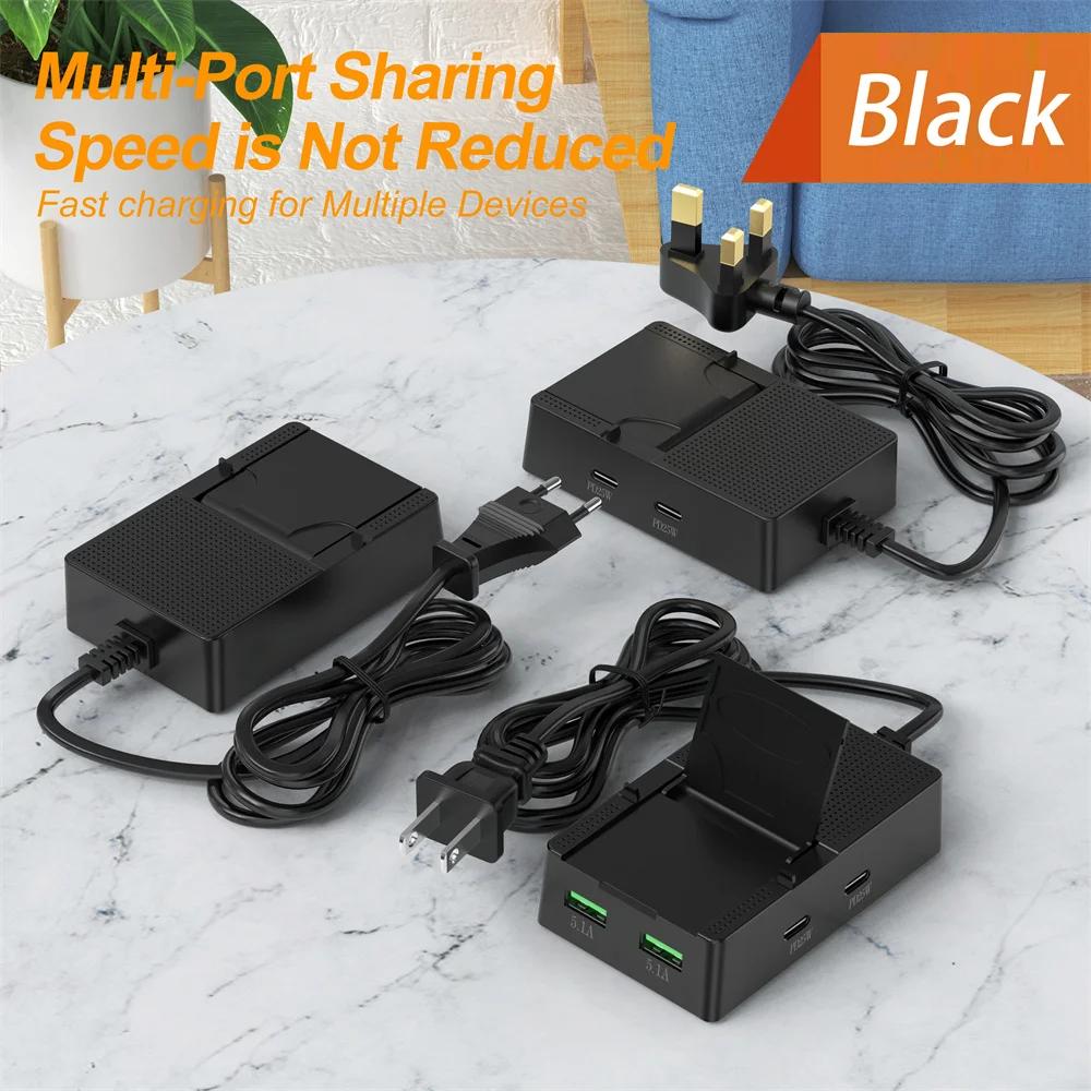 25W USB Type C Charger Multiport PD Fast Charging Phone Charger Adapter With Phone Holder 4 Ports EU US Plug Quick Wall Charger