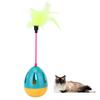 PP Durable Pet Attractive Swing Tumbler with Feather Bell Cat Teaser Funny Interactive ToyBlue