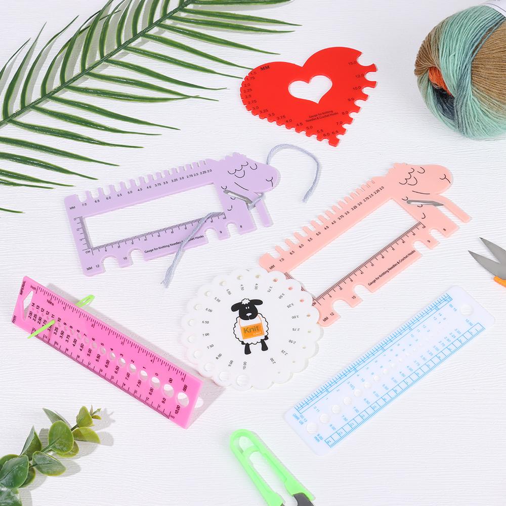 Practical Sheep Head With Cutting Head Gauge Ruler For Knitting Needles Crochet Hooks Ruler Tool