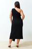 Women's Style Plus Size Dress Black One-Shoulder Asymmetrical Knitted Dress