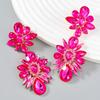 Crystal Flowers Dangle Geometric Earrings For Women Pendientes Bride Wedding Party Vintage Jewelry