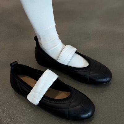 Модные туфли Мэри Джейн на плоской подошве с круглым носком, мягкой подошвой, в стиле колор-блок, женские, легкие, повседневные, одинарные