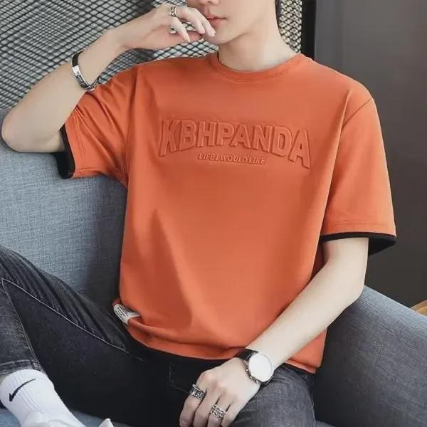 Новая мужская футболка свободного кроя с коротким рукавом Ice Silk со стальным принтом — тренд весны/лета