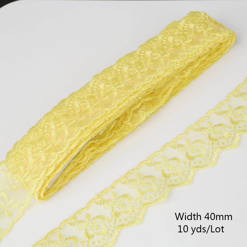 10yards/lot Multi-Color Lace Trim Fabric 40MM Embroidered Net Lace Trim For Sewing Decoration DIY Embroidered Lace Ribbon