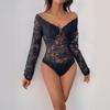 New Lace V-neck Off Shoulder Long Sleeved Elegant and Sexy Jumpsuit