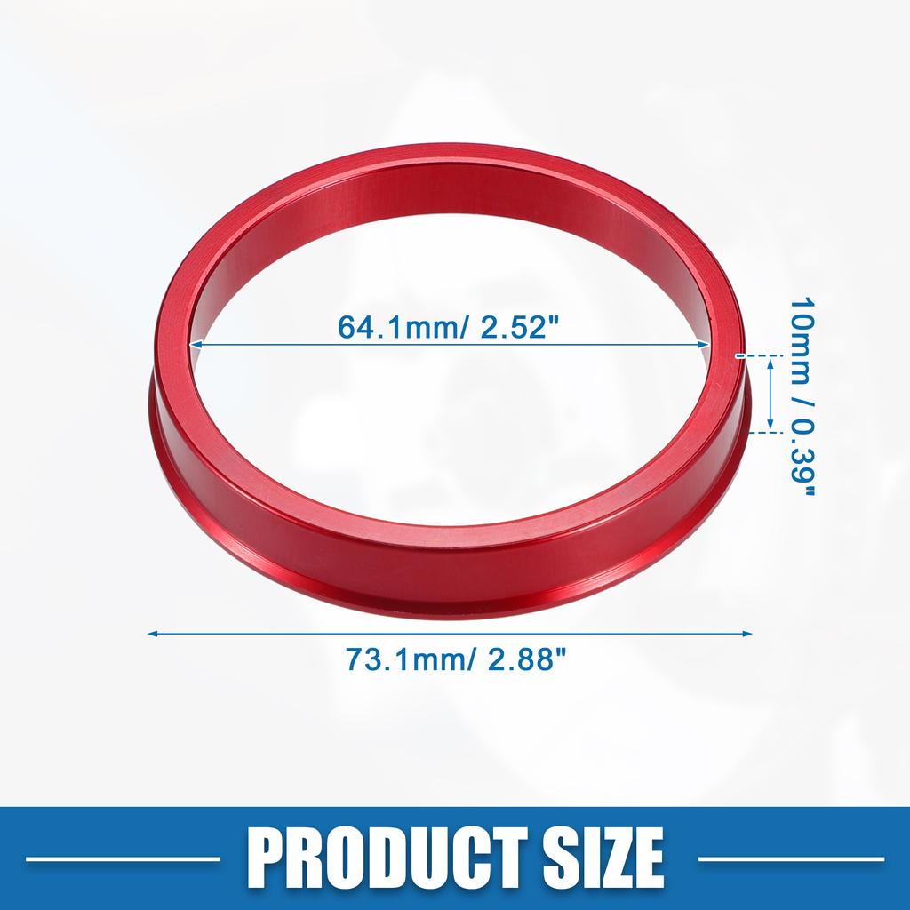 UXCELL 4pcs OD 72.6mm 73.1mm to ID 57.1mm 60.1mm 67.1mm 65.1mm Car Tire Centering Hub Centric Rings Wheel Bore Center Red