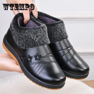 Зимняя нескользящая тканевая обувь для пожилых женщин, хлопковая обувь с плюшевой изоляцией, водонепроницаемая мягкая подошва, обувь для людей среднего и пожилого возраста