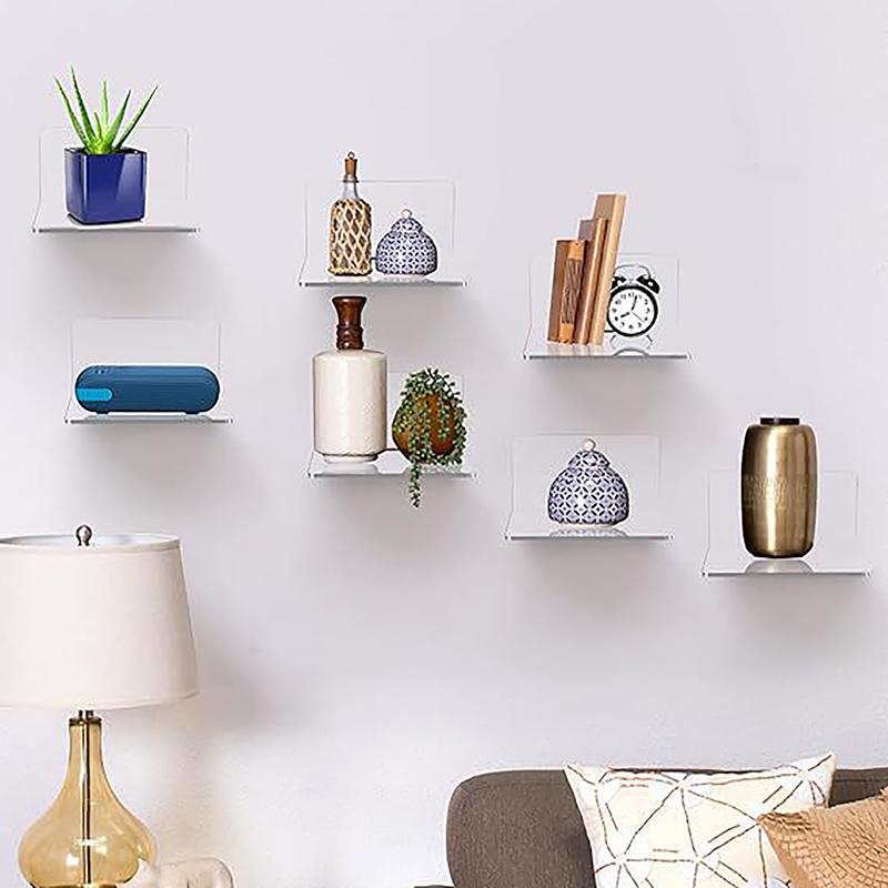 1Pc Acrylic Floating Shelves Wall Shelves Small Clear Shelf Display Ledges Hanging Shelves For Smart Speaker Action