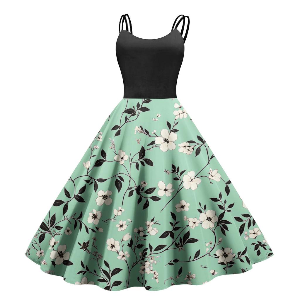 Women's Casual Fashion Print Sexy Off Shoulder Punk Retro Dress Retro Dress Dress