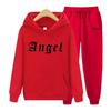 Women Long Sleeve Hoodie Set Angel Creativity Letter Printing Hoodies Set Sweatshirt Novelty Shoulder Drop Clothing Hooded