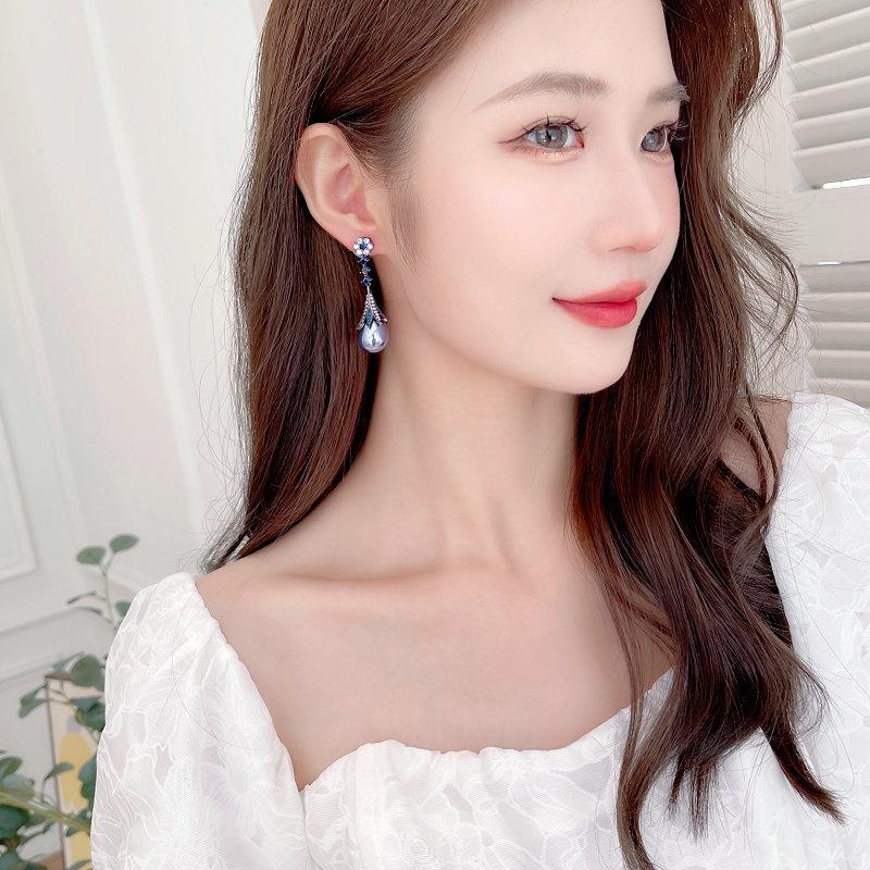 Французские винтажные элегантные серьги в дворцовом стиле с темпераментом, легкие роскошные длинные декоративные серьги-подвески с имитацией жемчуга