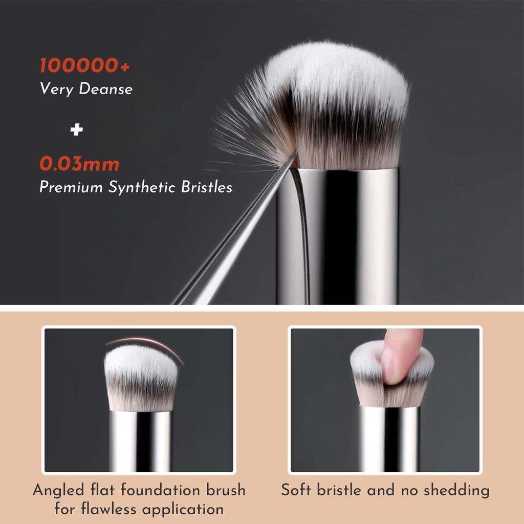 Кисть для консилера — точная скошенная кисть для нанесения тональной основы с мягкими синтетическими щетинками из веганского волокна для маскировки и смешивания с жидкой кремовой пудрой
