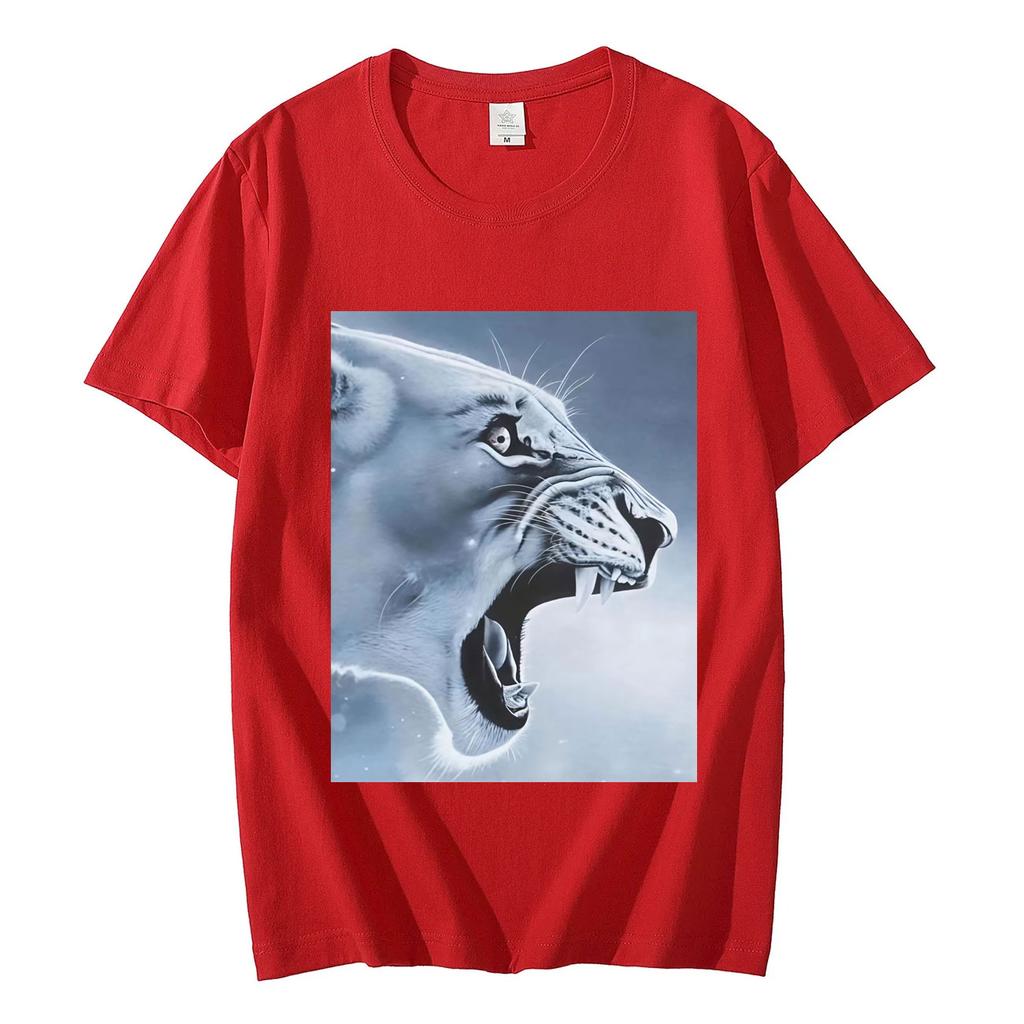 Fun and Angry Lion Emoji Pattern Tshirt Comfortable and Casual Summer ShortSleeve TShirt Women Clothing Fashion Personality
