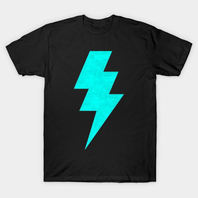 Asian Size Men Print T-shirt Lightning Bolt Teal No-Cut Heat Transfer Print Cotton Tshirt