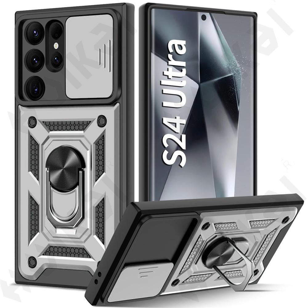 Чехол для Samsung S24 S23 S22 Ultra S21 S20 FE Galaxy A25 A35 A54 A14 5G, крышка объектива камеры, кольцо для телефона, подставка, броня, вращающаяся крышка