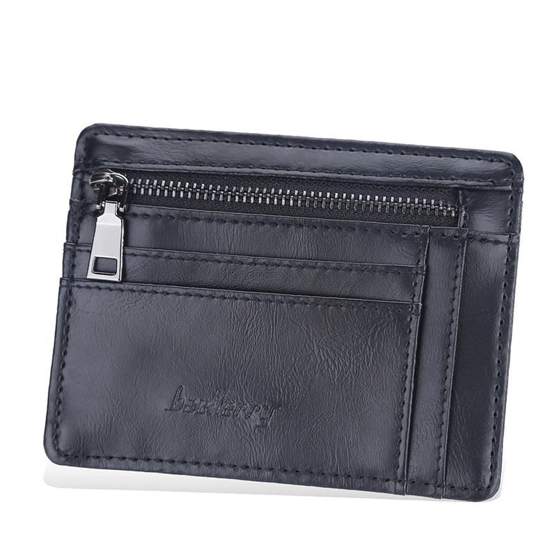 Baellerry Mens Mini Card Holder Artificial Leather Zipper Coin Purse Fashion Money Bags Wallets Purse
