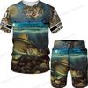 Мужская камуфляжная одежда для охоты и кемпинга на весну и лето, футболки/шорты/костюмы с 3d принтом, топы, комплект коротких штанов, спортивные костюмы, спортивная одежда