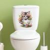 Наклейка на унитаз с изображением кота и цветка, съемная самоклеящаяся водостойкая ПВХ Настенная наклейка для гостиной, ванной комнаты, крышка унитаза, украшение