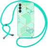 Case - BOOLING - for Samsung Galaxy A54 5G - Shockproof Protection - Turquoise Marble Pattern - Trendy Shoulder Strap