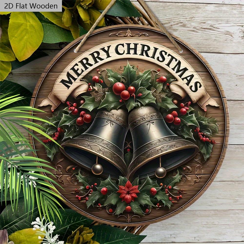 Ретро Деревянная Рождественская Табличка с Merry Christmas - Табличка Navidad для Декора на Входную Дверь или Стену - Идеальное Рождественское Украшение