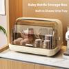 Baby Bottle Storage Box Drain Dustproof Storage Box with Lid Baby Tableware Drying Rack Water Cup Drain Rack