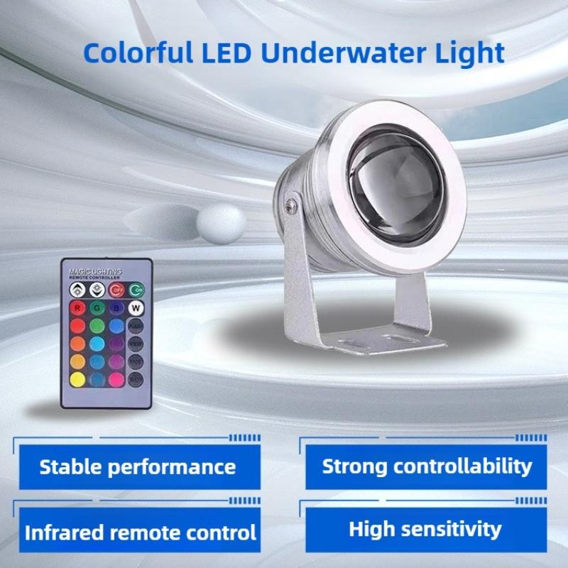 10W LED Colorful Underwater Light RGB Fountain Pool Light with Remote Control Outdoor Waterproof Landscape Light
