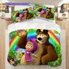 Russian comedy animation Masha and the Bear Comfortable Duvet Cover and Pillowcases (1 duvet cover + 2 pillowcases, duvet insert not included) T7