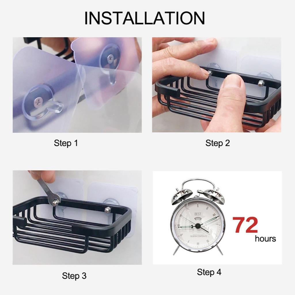 Soap Saver Sponge Dish Holder Bathroom Shower Wall Mounted Storage Basket No Drilling Aluminum Adhesive Soap Dish Holder Rack