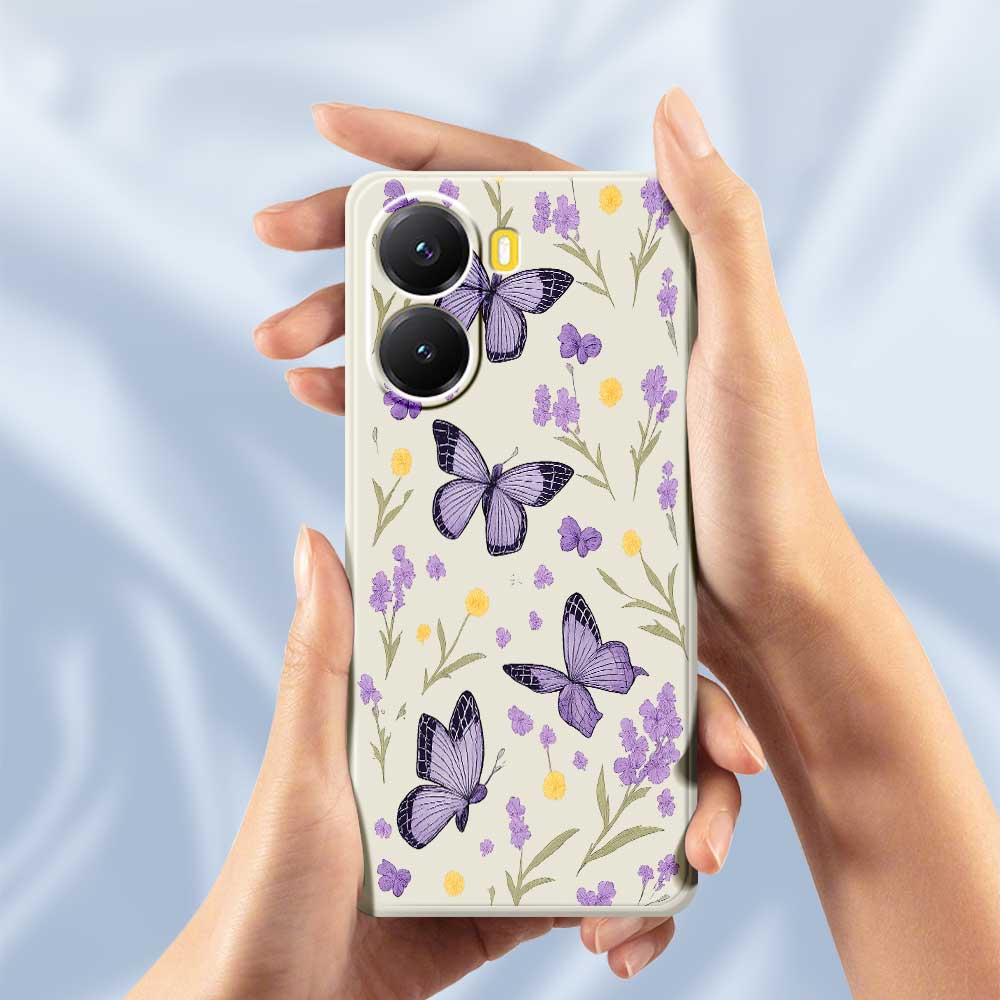 For Xiaomi Redmi Turbo 4 5G/Poco X7 Pro 5G Case Purple Butterflies Pattern Printing Straight Edge TPU Phone Back Cover