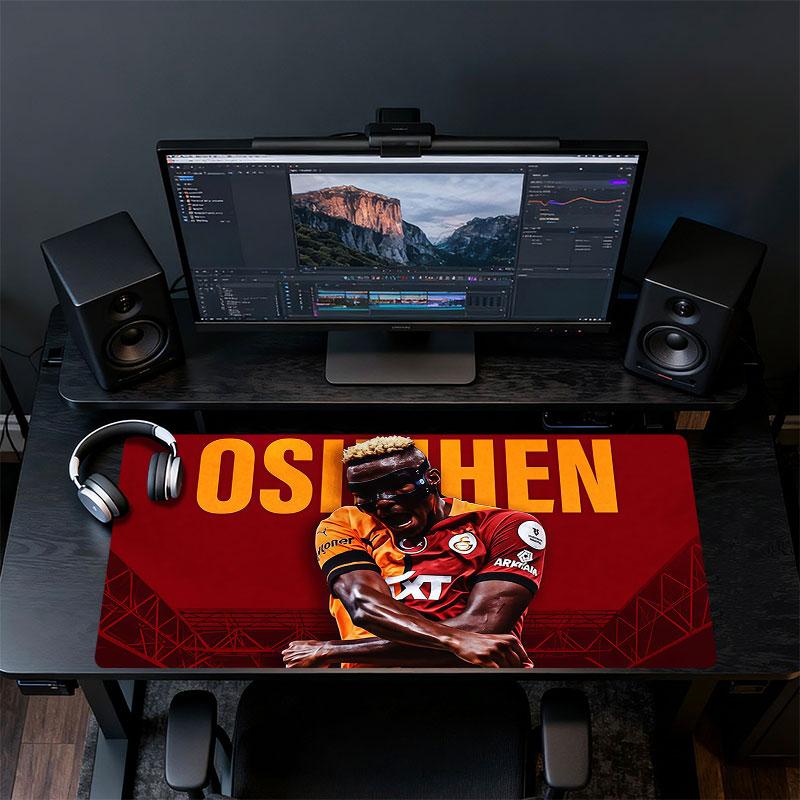 Коврик для мыши Galatasaray Victor Osimhen, Большой игровой коврик для стола, Нескользящий коврик для мыши XXL для ноутбука и планшета, Игровой коврик для мини-ПК со прошитыми краями
