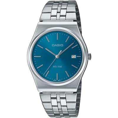 Casio Enticer Аналоговые синие часы в стиле ретро для мужчин MTP-B145D-2A2VDF (А2199), Серебро,