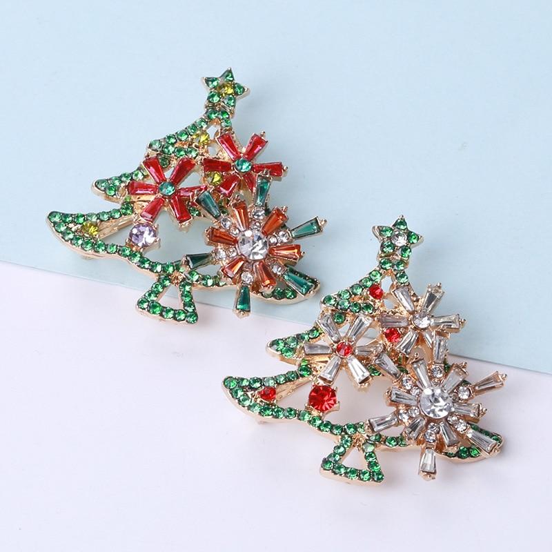 Blecome Christmas Craft Tree Enamel For Women White Red Color Men Brooch Quality Luxury Jewery For Christmas New Year Gifts