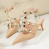 New Women Pumps Summer Fashion Sexy Rivets Pointed Toe Wedding Party High Heeled Shoes Woman Sandals Zapatos Mujer
