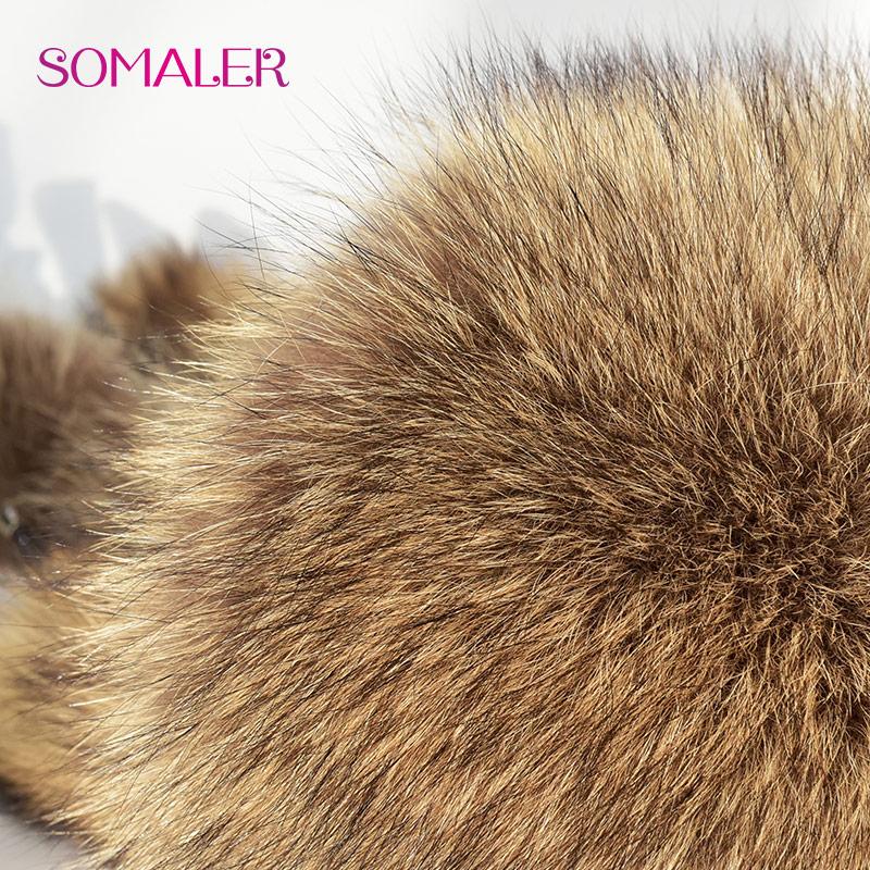 SOMALER Шапка-ушанка из меха енота с ушками, женские зимние теплые пушистые стильные авиационные шапки, модные шапки из натурального меха с кошачьими ушками и женским хвостом