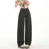 1111 #American retro army green tooling jeans women's new Spice Girl slim high-waisted wide-leg pants tide