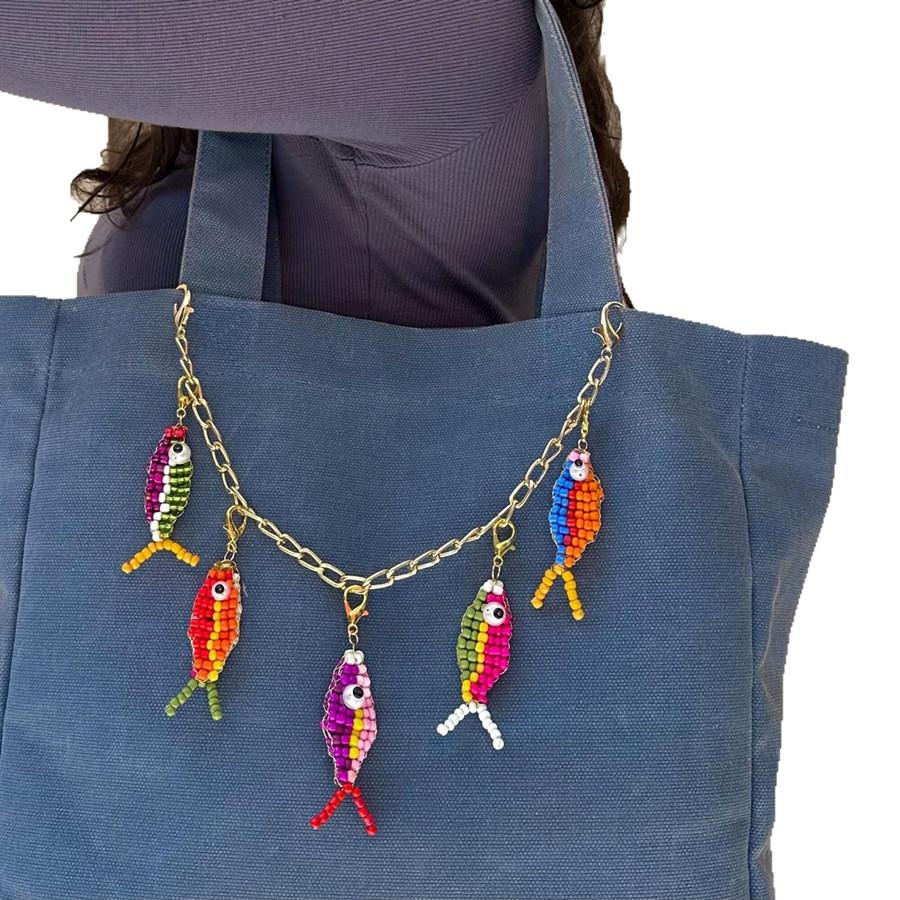 Милый ручной бисерный рыбный рюкзак-сумка Молния Подвеска Подвесное украшение Ключница для девочек-студенток Подвески DIY Аксессуары Украшения