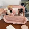Solid Color Women Makeup Bag Vertical Style Cosmetic Organizer Portable Skincare Storage Bag  Daily