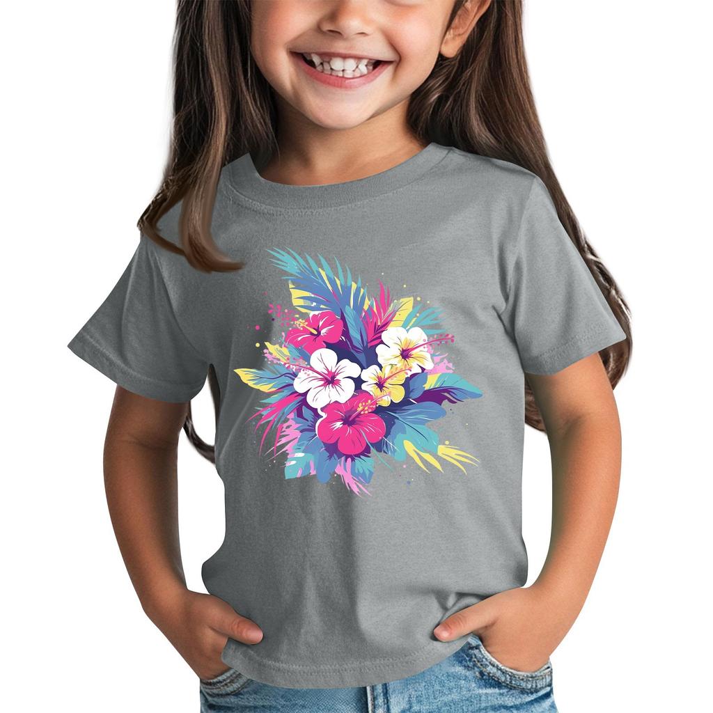 Детская модная повседневная футболка с круглым вырезом и короткими рукавами