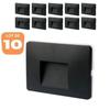 Set of 10 VEKTAB4 Square Black LED Wall Spotlights 3W 3000K IP65