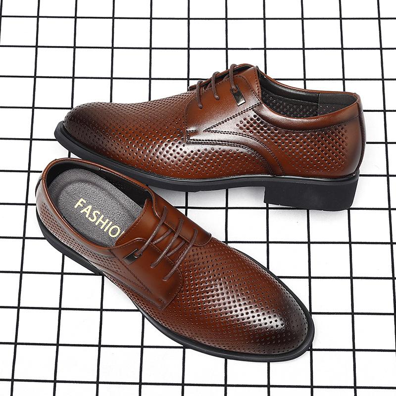 2025 Men's Business Dress Leather Shoes Men's Summer Leather Hollow Breathable Cool Leather Shoes Hole Shoes Men's Shoes 2288-1