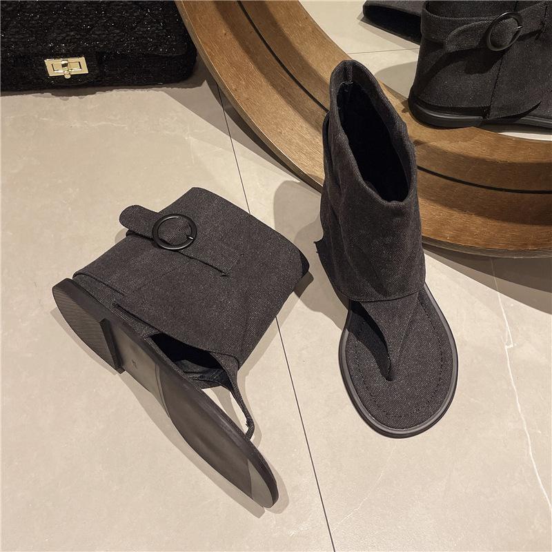 2024 Лето Новые Римские Сандалии Туфли Новые Пряжки Пояса Короткие Брюки Сандалии Ботинки Плоские Шлепанцы Sandale Femme Женская Обувь