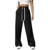 Women's Comfortable Elastic Waist Leisure Sports Wide Leg Loose Straight Pants Trousers