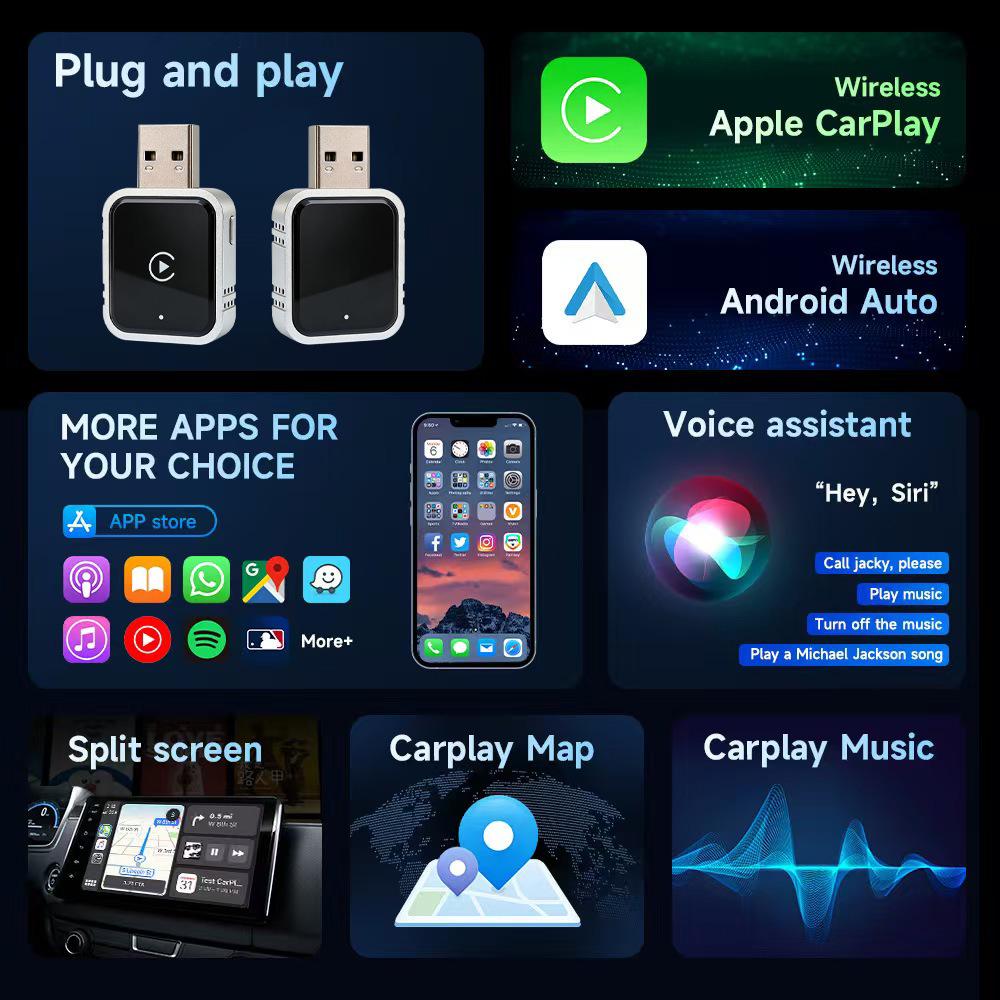 2026 Беспроводной адаптер CarPlay и Android Auto: Проводное к беспроводному соединение