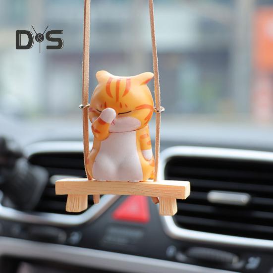 Подвеска в виде зеркала заднего вида, подвесное украшение со шнурком, легко повесить, очаровательное украшение в форме мультяшного кота, подвеска для салона автомобиля