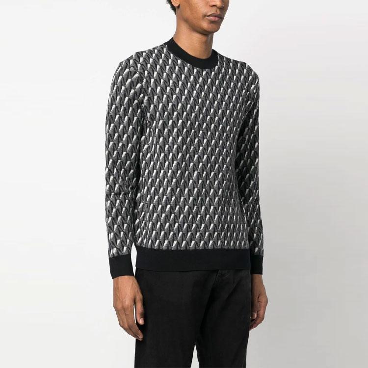 Emporio Armani FW22 Геометрический узор Логотип Вязаный Лонгслив Пуловер Толстовка Мужская толстовка Черный 6L1MXX-1MCQZ-F633