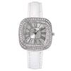 Simple Square Rhinestone Quartz Watch Casual Leather Women's Clock Wristwatch