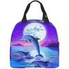 Dolphin Lunch Box for Kids Boys Girls Reusable Lunch Tote Bags, Perfect for School/Camping/Hiking/Picnic/Beach/Travel