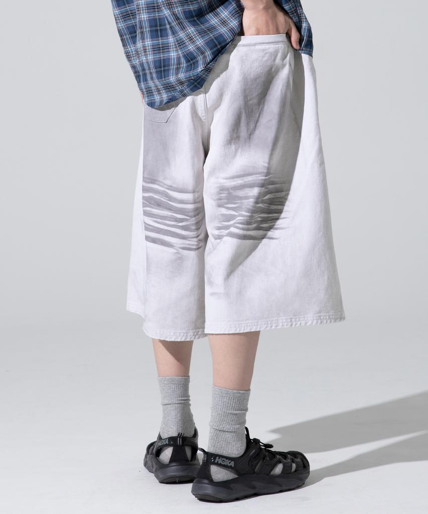 XTONZ Xp287 Dirty Washed Bermuda Cotton Pants (White)